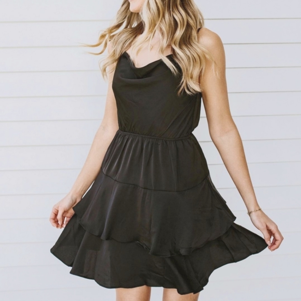 Marigolden Serendipity Satin Dress"Color: Black","Size: Medium